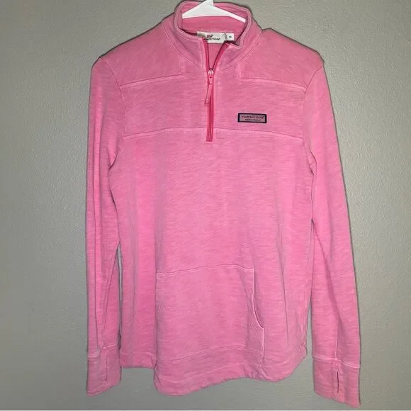 Vineyard Vines Pink Quarter Zip Cotton Pullover Sweater Women's size XS - Picture 3 of 10
